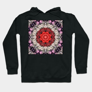 Crystal Hearts and Flowers Valentines Kaleidoscope pattern (Seamless) 33 Hoodie